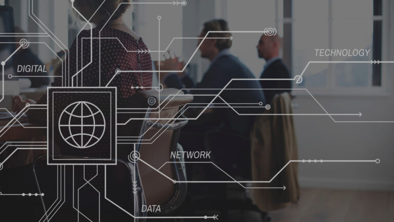 Colaboración entre profesionales en un entorno digital que representa la gobernanza, estandarización e interoperabilidad de los espacios de datos para la movilidad urbana.